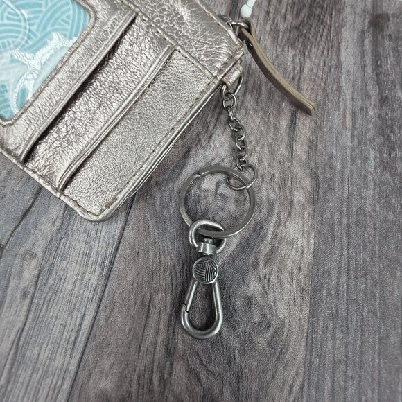 The Sak Silverlake ID Card Wallet Metallic Leather Silver Pewter Embossed Studs - Picture 5 of 11